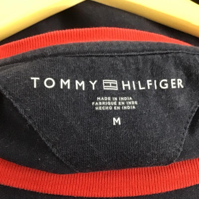 トミーヒルフィガー TOMMY HILFIGER Tシャツ 半袖 半袖カットソー プリントTシャツ クルーネックカットソー M ロゴ、文字 紺 / ネイビー /  メンズ USED 古着 中古 10138762