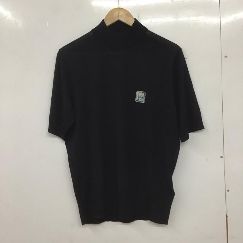 プラダ PRADA ニット、セーター 半袖 半袖ニットカットソー セーター ロゴ、文字 黒 / ブラック /  メンズ USED 古着 中古 10138784