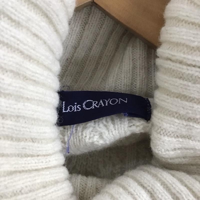 ロイスクレヨン LOISCRAYON ニット、セーター 長袖 タートルネック M 無地 白 / ホワイト / X チャコールグレー / チャコールグレー /  レディース USED 古着 中古 10138807