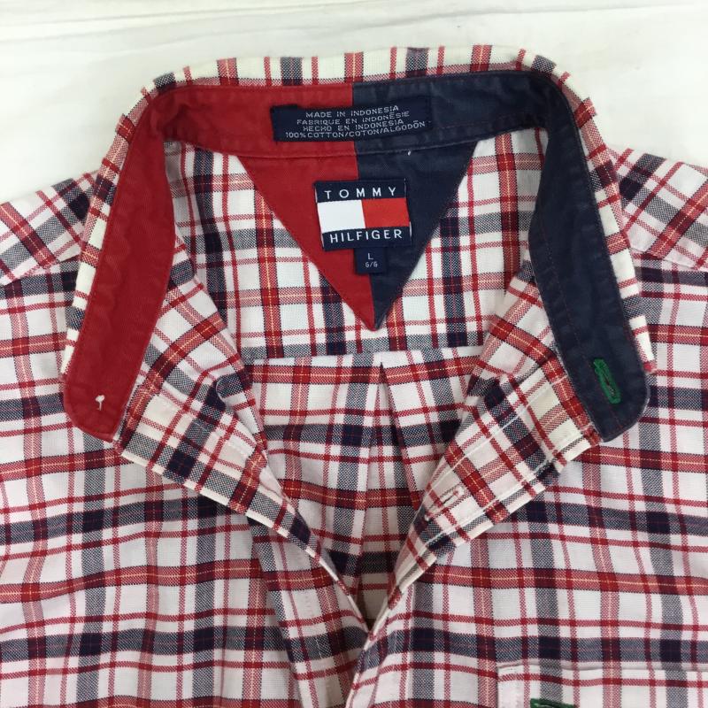 トミーヒルフィガー TOMMY HILFIGER シャツ、ブラウス 長袖 L チェック 桃 / ピンク / X 赤 / レッド /  メンズ USED 古着 中古 10138864