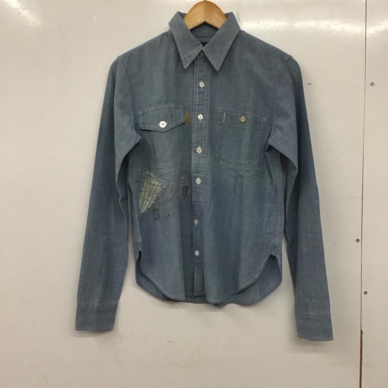 ラルフローレン RALPHLAUREN シャツ、ブラウス 長袖 BLRLHM2434 デニムシャツ 9 ダメージ加工 水色 / ライトブルー /  レディース USED 古着 中古 10138884