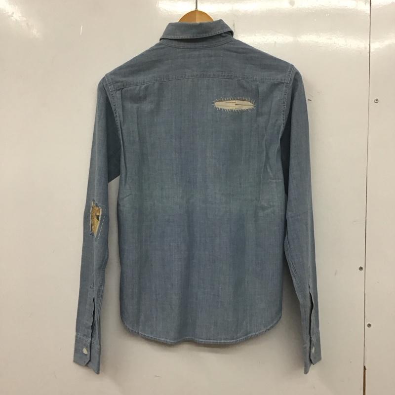 ラルフローレン RALPHLAUREN シャツ、ブラウス 長袖 BLRLHM2434 デニムシャツ 9 ダメージ加工 水色 / ライトブルー /  レディース USED 古着 中古 10138884