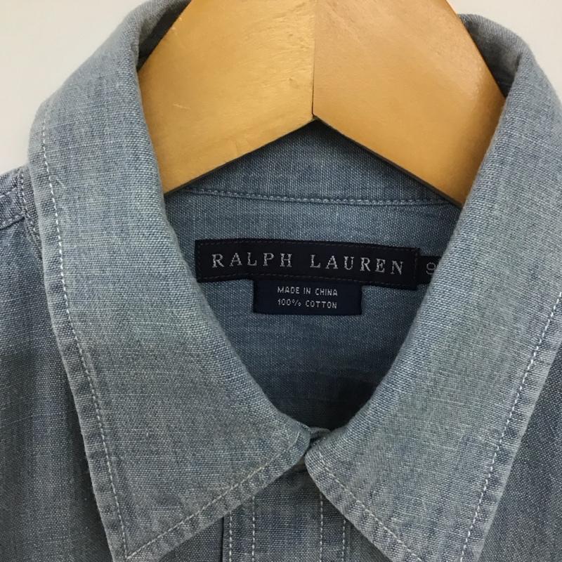ラルフローレン RALPHLAUREN シャツ、ブラウス 長袖 BLRLHM2434 デニムシャツ 9 ダメージ加工 水色 / ライトブルー /  レディース USED 古着 中古 10138884