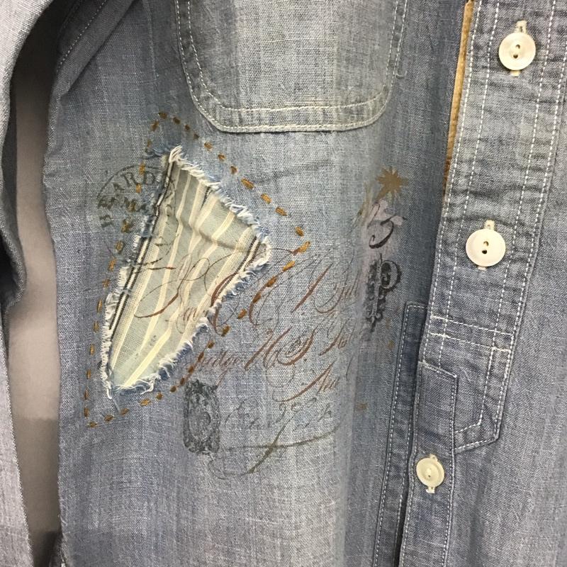 ラルフローレン RALPHLAUREN シャツ、ブラウス 長袖 BLRLHM2434 デニムシャツ 9 ダメージ加工 水色 / ライトブルー /  レディース USED 古着 中古 10138884