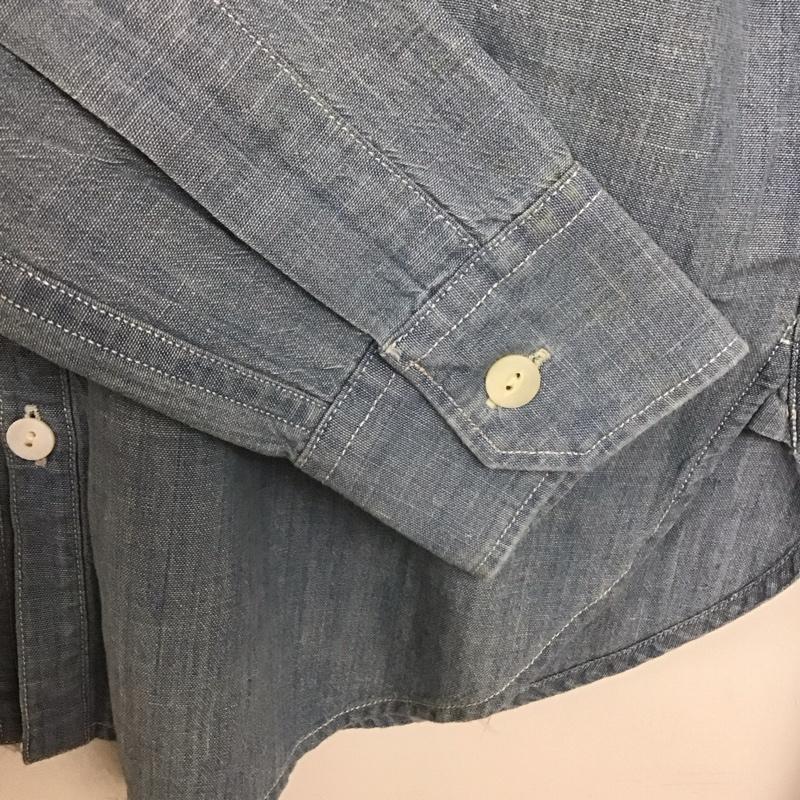 ラルフローレン RALPHLAUREN シャツ、ブラウス 長袖 BLRLHM2434 デニムシャツ 9 ダメージ加工 水色 / ライトブルー /  レディース USED 古着 中古 10138884