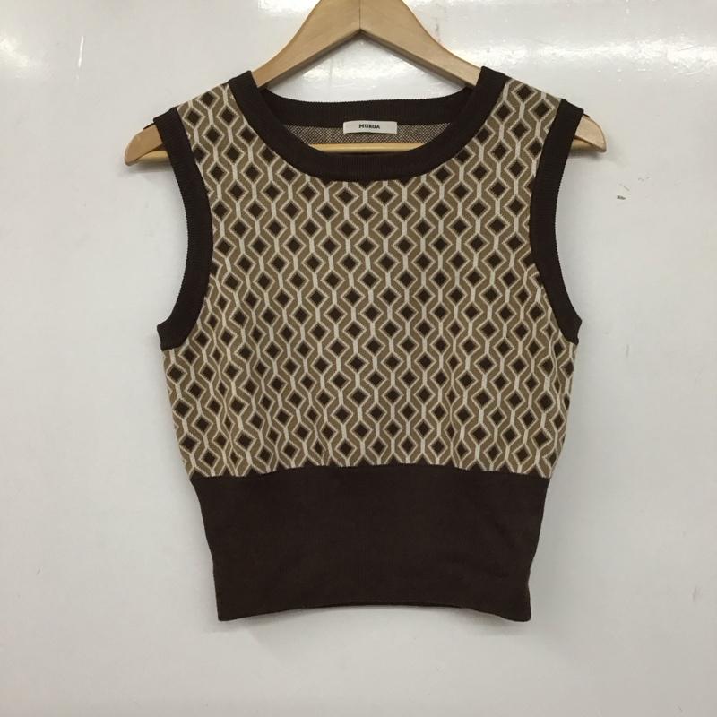 ムルーア MURUA ベスト ベスト 012142601801-01 ジオメトリックニットベスト FREE  茶 / ブラウン /  レディース USED 古着 中古 10138913