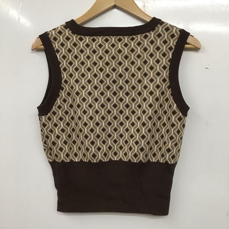 ムルーア MURUA ベスト ベスト 012142601801-01 ジオメトリックニットベスト FREE  茶 / ブラウン /  レディース USED 古着 中古 10138913