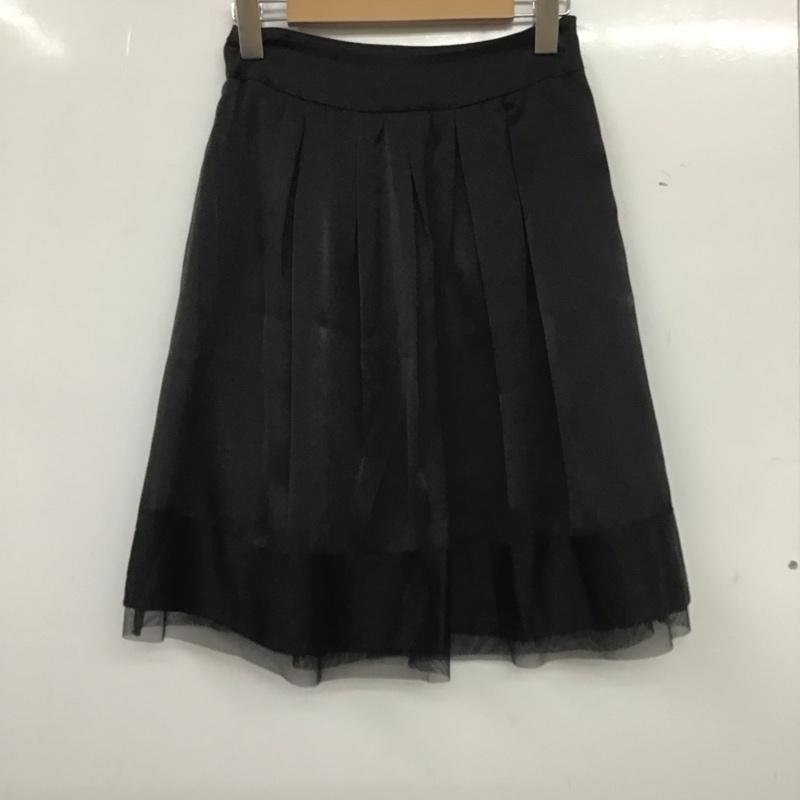イネド INED スカート ひざ丈スカート プリーツスカート 7 無地 黒 / ブラック /  レディース USED 古着 中古 10138955