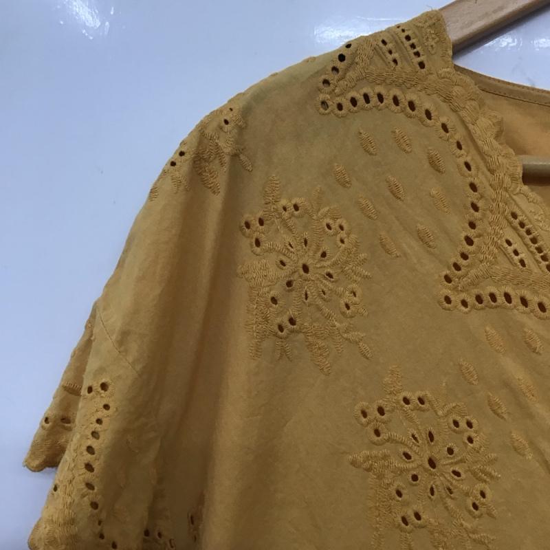 レプシィム LEPSIM カットソー 半袖 LP060760SB アイレットレース Vネックブラウス M 刺繍 橙 / オレンジ /  レディース USED 古着 中古 10138974