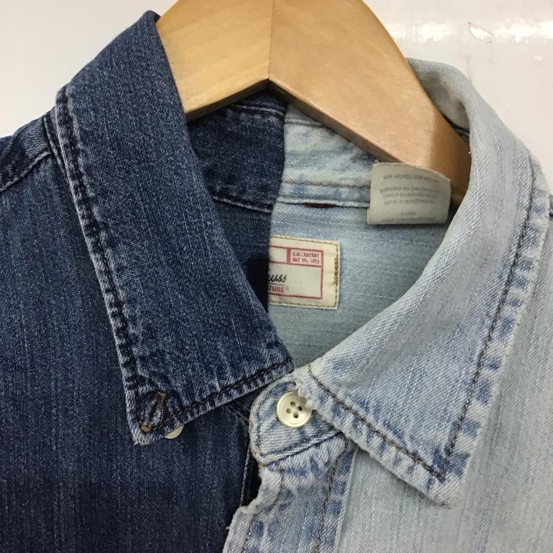 古着 USED シャツ、ブラウス 長袖 長袖シャツ 無地シャツ カラーシャツ デニムシャツ L 無地 インディゴ / インディゴ /  メンズ USED 古着 中古 10139037