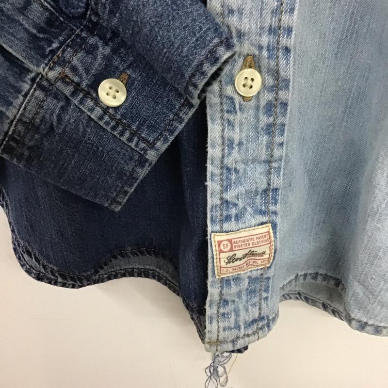 古着 USED シャツ、ブラウス 長袖 長袖シャツ 無地シャツ カラーシャツ デニムシャツ L 無地 インディゴ / インディゴ /  メンズ USED 古着 中古 10139037