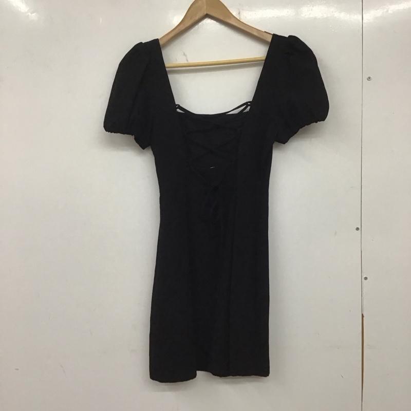 ザラ ZARA ワンピース ミニスカート 7385 096 800 パフスリーブ スクエアネック XS 無地 黒 / ブラック /  レディース USED 古着 中古 10139112