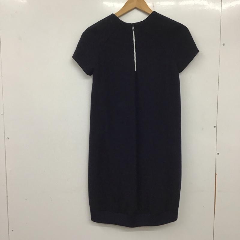 ザラ ZARA ワンピース ひざ丈スカート 7642 023 401 半袖 S 無地 紺 / ネイビー /  レディース USED 古着 中古 10139152