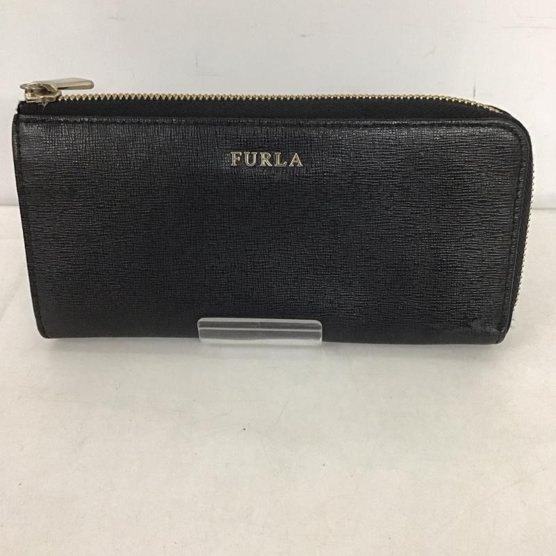 フルラ FURLA 財布 長財布 L字ファスナー ロゴ、文字 黒 / ブラック /  レディース USED 古着 中古 10139348