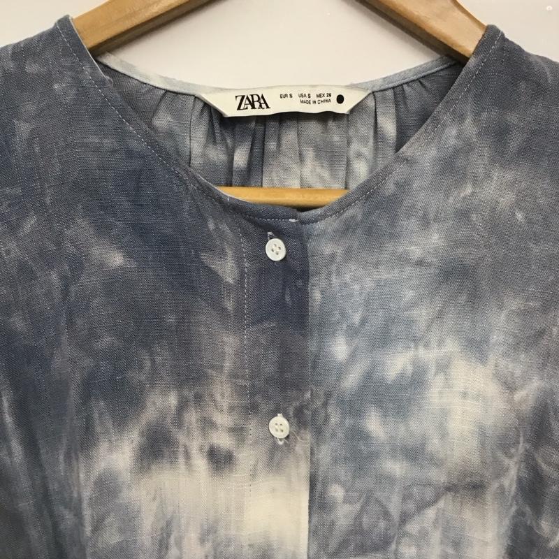 ザラ ZARA ワンピース ロングスカート 前開き クルーネック S 無地 青 / ブルー /  レディース USED 古着 中古 10139380