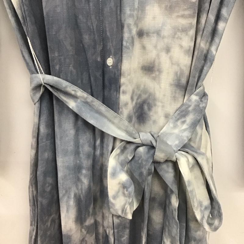 ザラ ZARA ワンピース ロングスカート 前開き クルーネック S 無地 青 / ブルー /  レディース USED 古着 中古 10139380