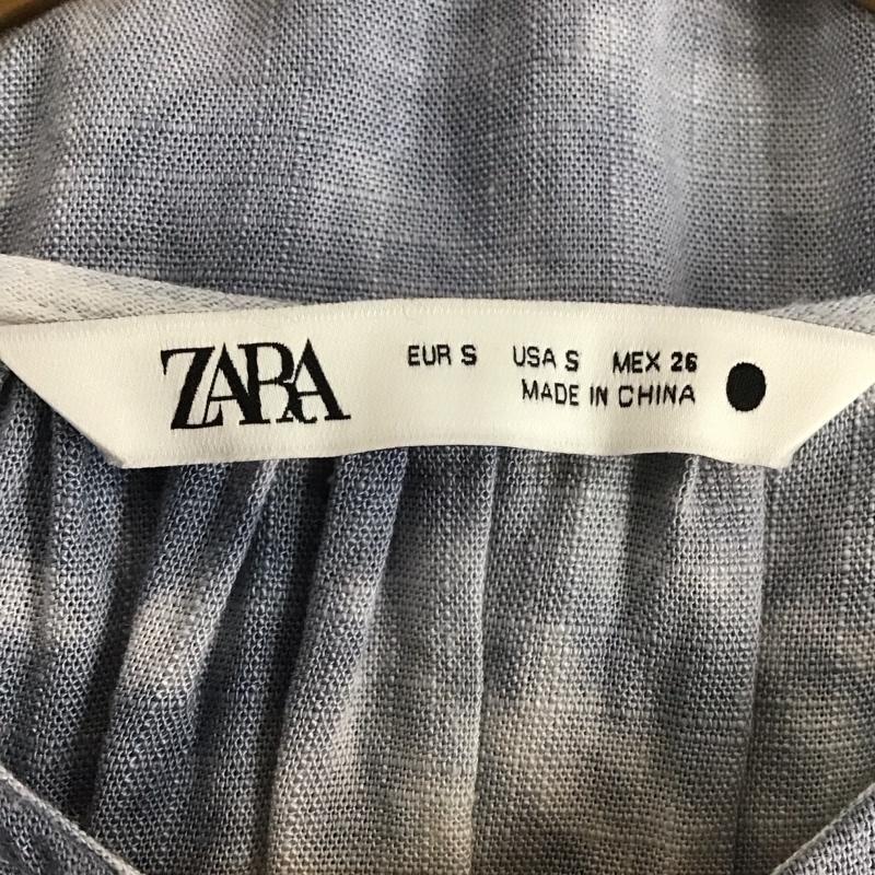 ザラ ZARA ワンピース ロングスカート 前開き クルーネック S 無地 青 / ブルー /  レディース USED 古着 中古 10139380