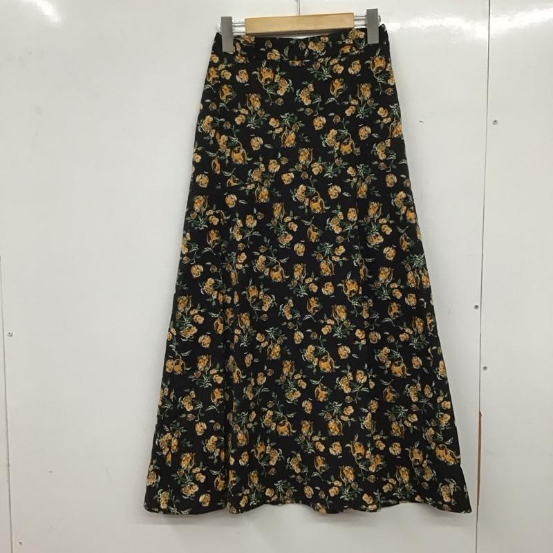 アズールバイマウジー AZUL BY MOUSSY スカート ロングスカート 250DAH31-037H FLOWER PATTERN SIDE SLIT SKIRT S 総柄 X 花柄 黒 / ブラック /  レディース USED 古着 中古 10139486