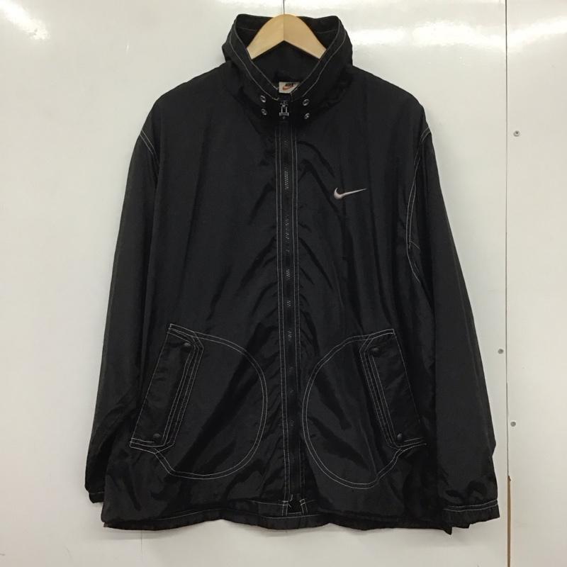ナイキ NIKE ジャケット、上着 ジャンパー、ブルゾン ジップアップジャケット ナイロンジャケット アウター スタンドカラー ロゴ、文字 黒 / ブラック /  メンズ USED 古着 中古 10139545