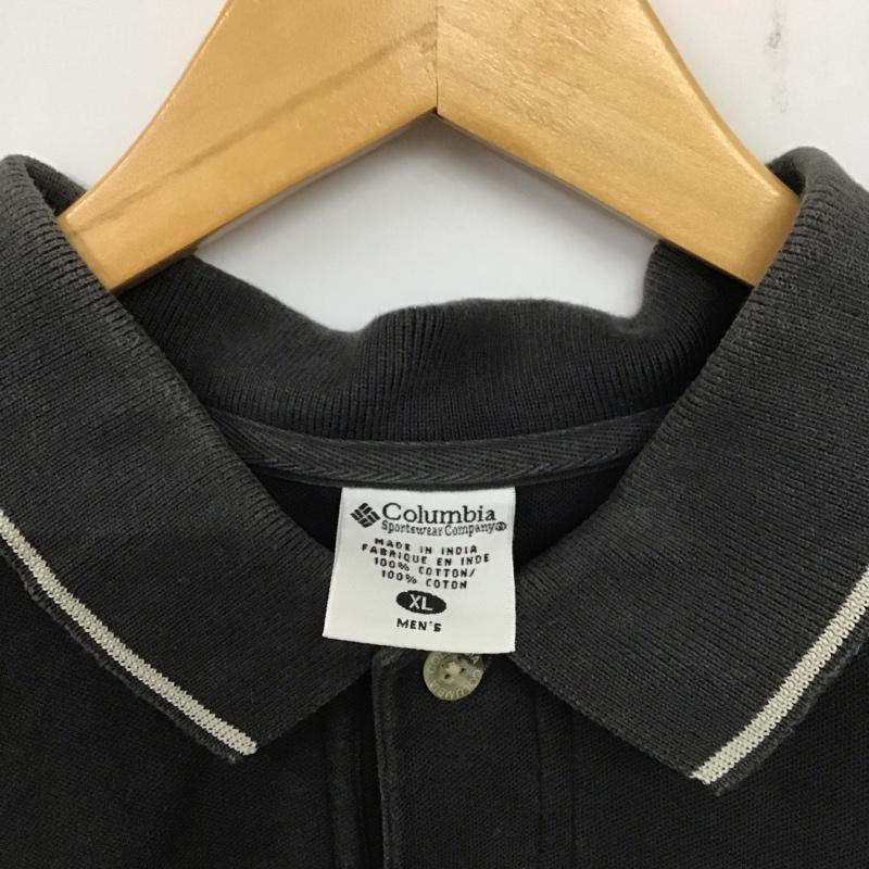 コロンビア Columbia ポロシャツ 半袖 半袖ポロシャツ カラーシャツ 半袖カットソー XL 無地 黒 / ブラック /  メンズ USED 古着 中古 10139551