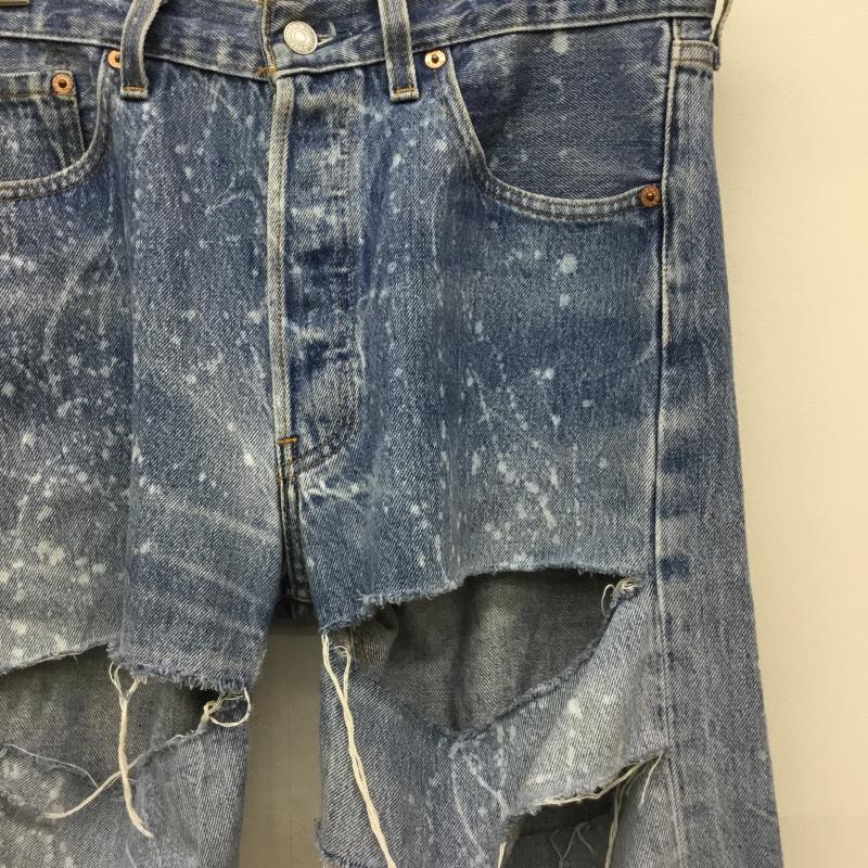リーバイス Levi s パンツ デニム、ジーンズ USA製 33インチ ダメージ加工 青 / ブルー /  メンズ USED 古着 中古 10139627