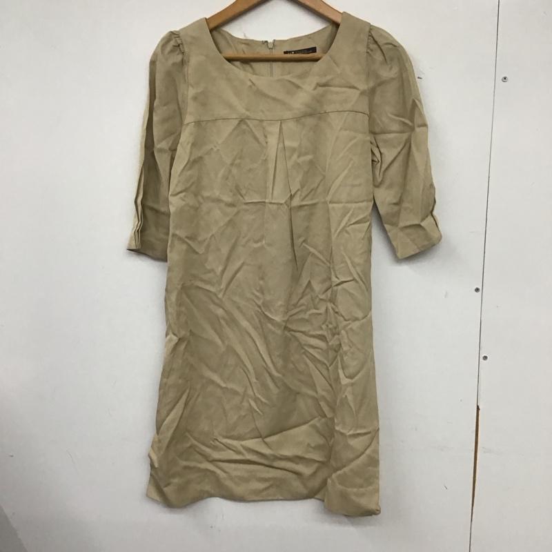 ニジュウサンク 23区 ワンピース ひざ丈スカート 34 無地 ベージュ / ベージュ /  レディース USED 古着 中古 10139930