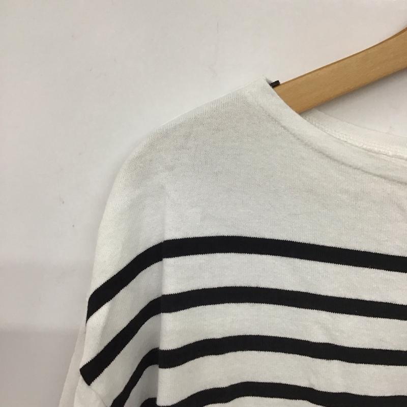 フリークスストア FREAK S STORE カットソー 七分袖 FREE ボーダー柄 白 / ホワイト / X 黒 / ブラック /  レディース USED 古着 中古 10140012