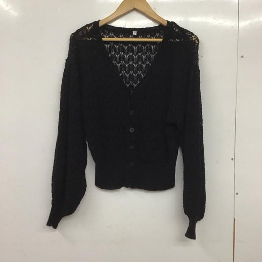 マウジー MOUSSY カーディガン 長袖 010DSW70-0620 SCALLOP SHORT CARDIGAN FREE 無地 黒 / ブラック /  レディース USED 古着 中古 10140019