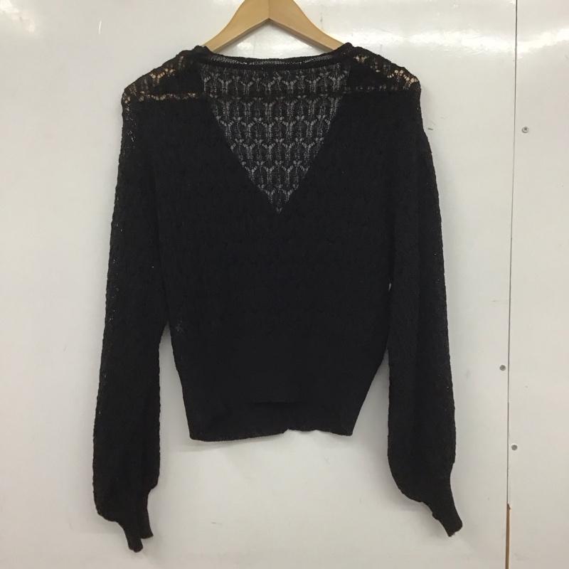 マウジー MOUSSY カーディガン 長袖 010DSW70-0620 SCALLOP SHORT CARDIGAN FREE 無地 黒 / ブラック /  レディース USED 古着 中古 10140019