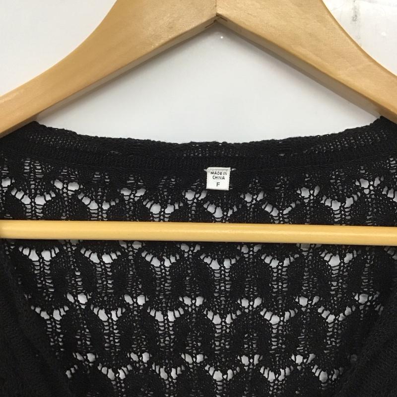 マウジー MOUSSY カーディガン 長袖 010DSW70-0620 SCALLOP SHORT CARDIGAN FREE 無地 黒 / ブラック /  レディース USED 古着 中古 10140019