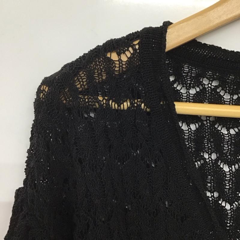 マウジー MOUSSY カーディガン 長袖 010DSW70-0620 SCALLOP SHORT CARDIGAN FREE 無地 黒 / ブラック /  レディース USED 古着 中古 10140019
