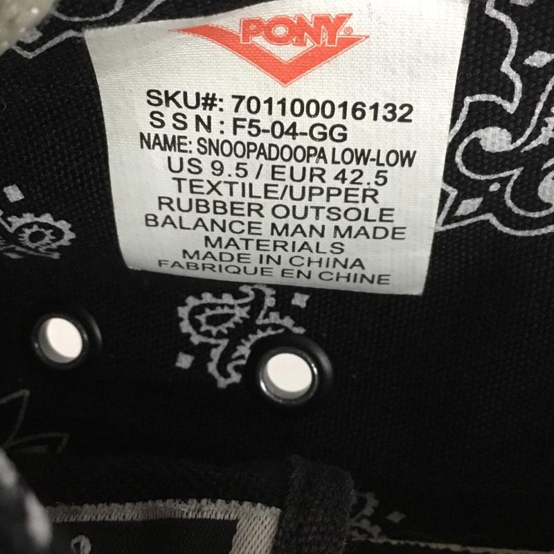 ポニー PONY スニーカー スニーカー F5-04-GG Snoop Dogg SNOOPADOOPA LOW US9.5 US：9.5 ロゴ、文字 黒 / ブラック /  メンズ USED 古着 中古 10140026