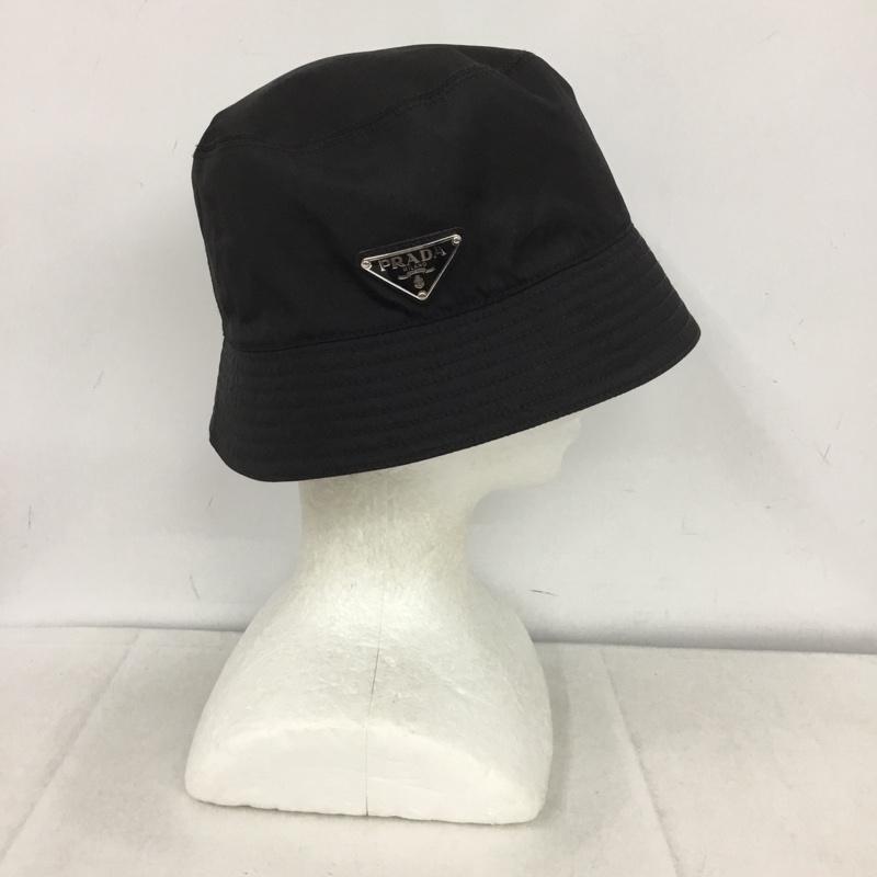 プラダ PRADA 帽子 ハット 1HC137 2DMI バケットハット ロゴ、文字 黒 / ブラック /  メンズ USED 古着 中古 10140032