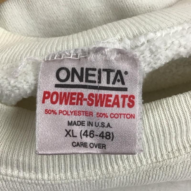 オニータ ONEITA トレーナー 長袖 長袖トレーナー スウェット クルーネック プルオーバー XL プリント 白 / ホワイト /  メンズ USED 古着 中古 10140108