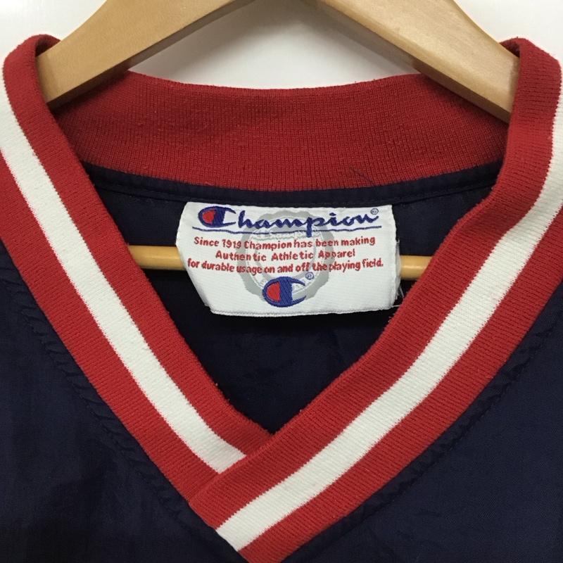 チャンピオン Champion ジャケット、上着 ジャケット、ブレザー プルオーバージャケット アウター Vネック スポーツウェア ロゴ、文字 紺 / ネイビー /  メンズ USED 古着 中古 10140122