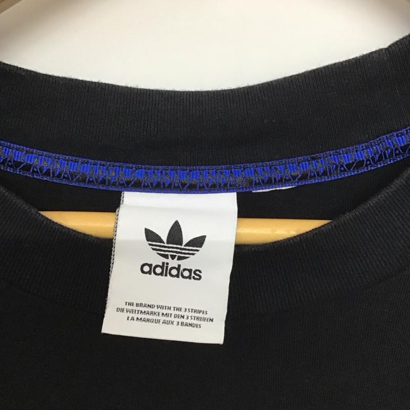 アディダス adidas Tシャツ 半袖 半袖カットソー プリントTシャツ クルーネックカットソー ロゴ、文字 黒 / ブラック /  メンズ USED 古着 中古 10140137