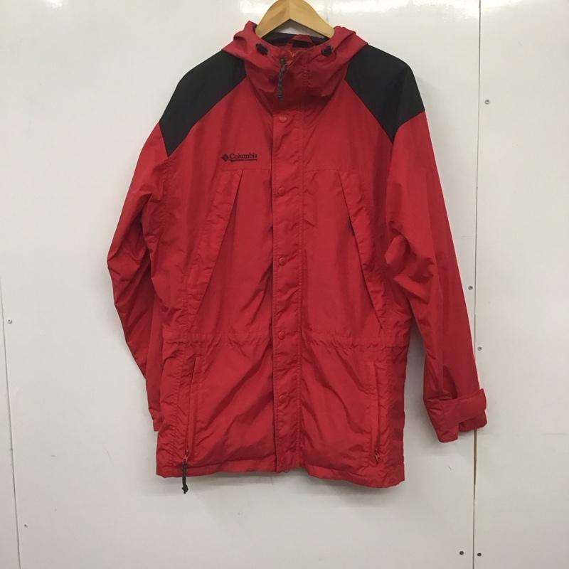 コロンビア Columbia ジャケット、上着 ジャケット、ブレザー ナイロンジャケット フード付き S ロゴ、文字 黒 / ブラック / X 赤 / レッド /  メンズ USED 古着 中古 10140227