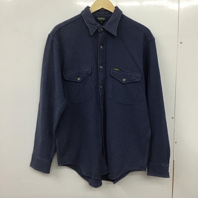 オシュコシュ OSHKOSH シャツ、ブラウス 長袖 長袖シャツ 無地シャツ カラーシャツ L ロゴ、文字 青 / ブルー /  メンズ USED 古着 中古 10140264