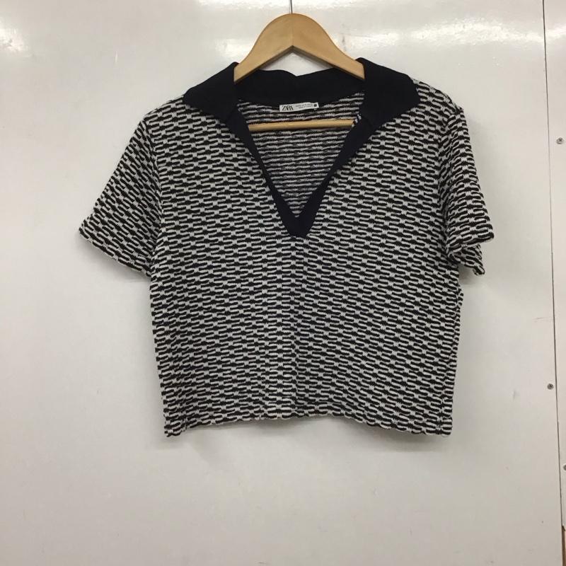 ザラ ZARA カットソー 半袖 S  白 / ホワイト / X 紺 / ネイビー /  レディース USED 古着 中古 10140361