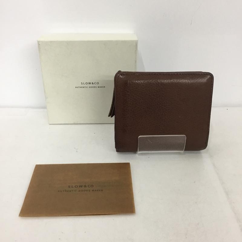 スロウ SLOW 財布 二つ折り L字ファスナー レザー 箱有 無地 茶 / ブラウン /  メンズ USED 古着 中古 10140434