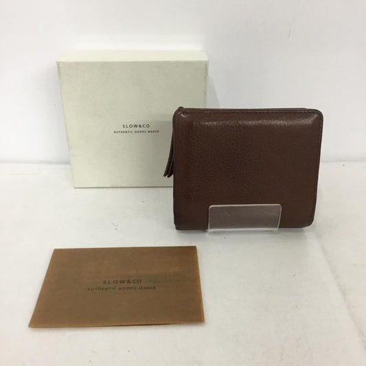 スロウ SLOW 財布 二つ折り L字ファスナー レザー 箱有 無地 茶 / ブラウン /  メンズ USED 古着 中古 10140434