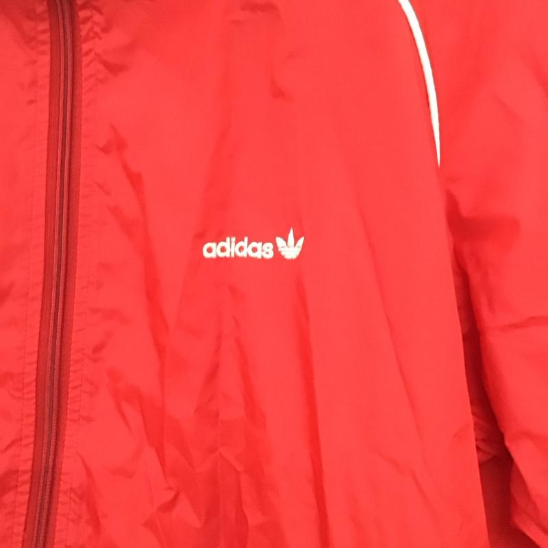 アディダス adidas ジャケット、上着 ジャンパー、ブルゾン ジップアップジャケット ナイロンジャケット アウター 古着 M ロゴ、文字 赤 / レッド /  メンズ USED 古着 中古 10140554