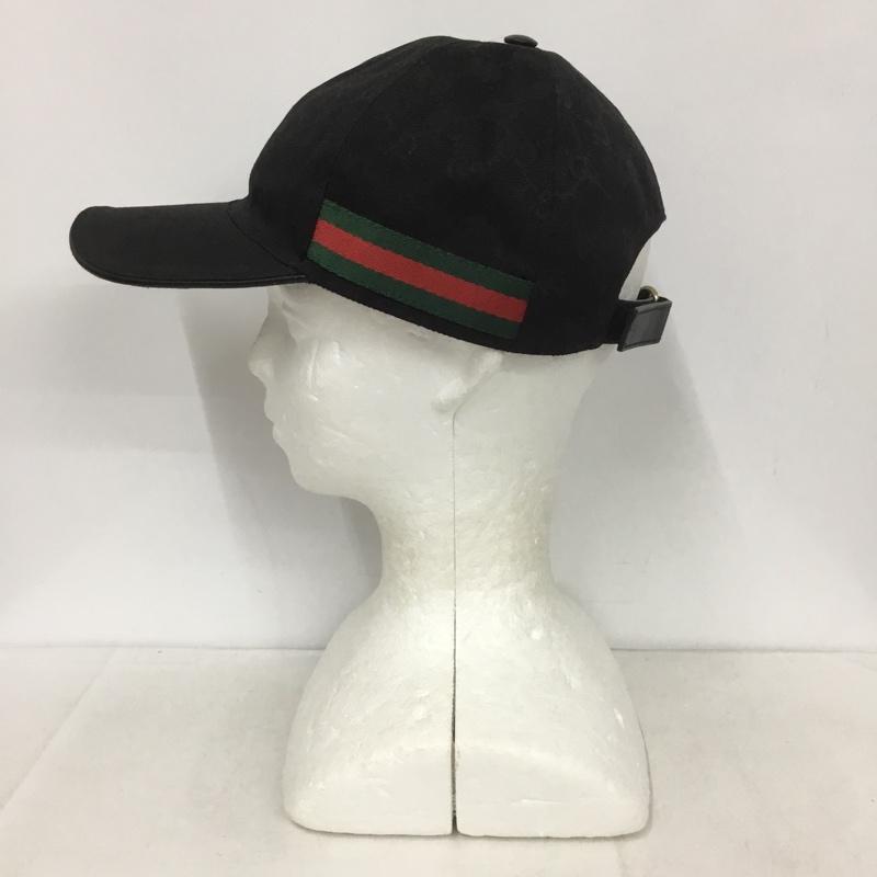 グッチ GUCCI 帽子 キャップ ウェブ ストライプ付き GGキャンバス ベースボールキャップ 200035 KQWBG 1060 総柄 黒 / ブラック /  メンズ USED 古着 中古 10140612