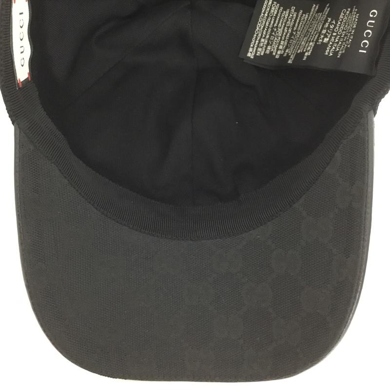 グッチ GUCCI 帽子 キャップ ウェブ ストライプ付き GGキャンバス ベースボールキャップ 200035 KQWBG 1060 総柄 黒 / ブラック /  メンズ USED 古着 中古 10140612