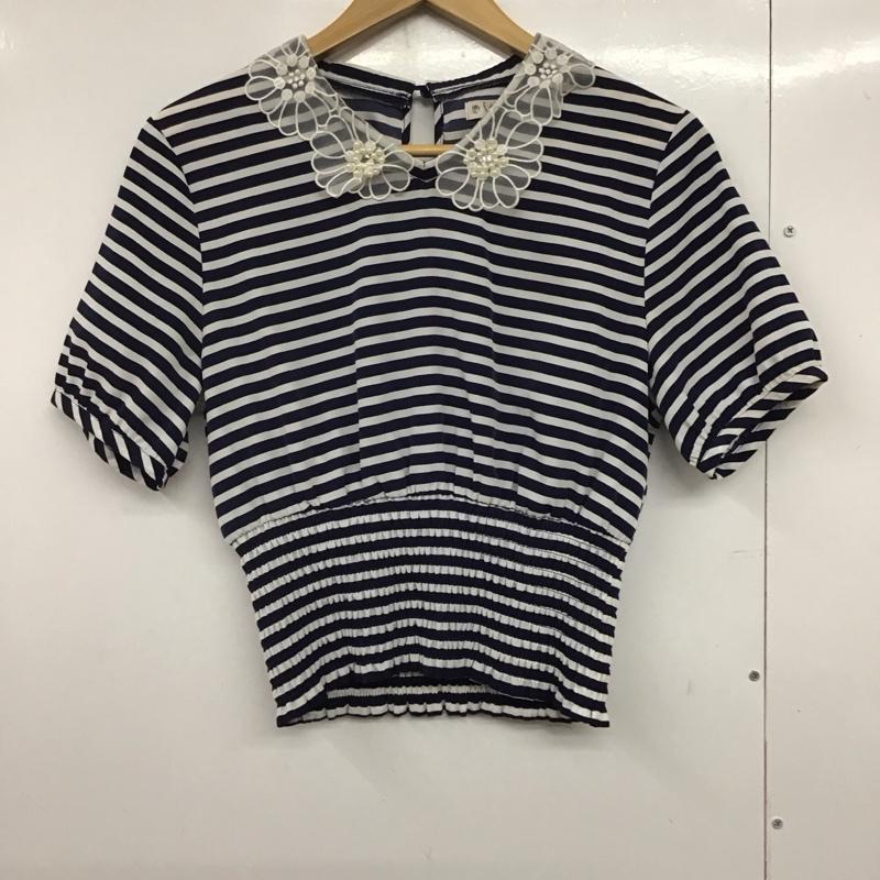 アクシーズファム axes femme カットソー 半袖 M ボーダー柄 白 / ホワイト / X 紺 / ネイビー /  レディース USED 古着 中古 10140630