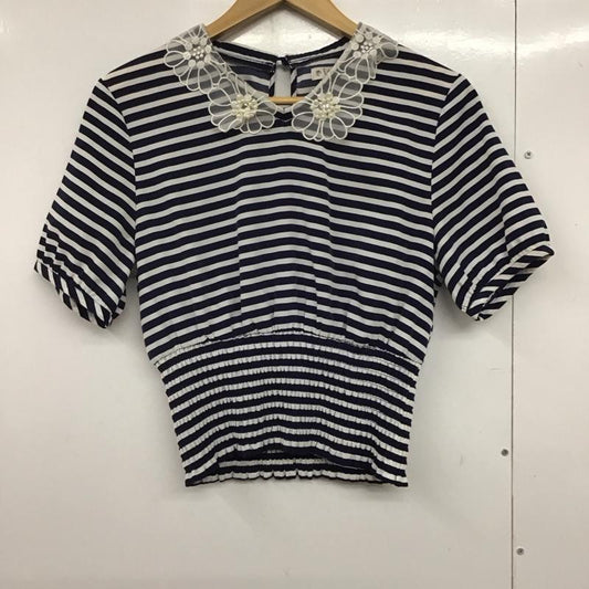 アクシーズファム axes femme カットソー 半袖 M ボーダー柄 白 / ホワイト / X 紺 / ネイビー /  レディース USED 古着 中古 10140630