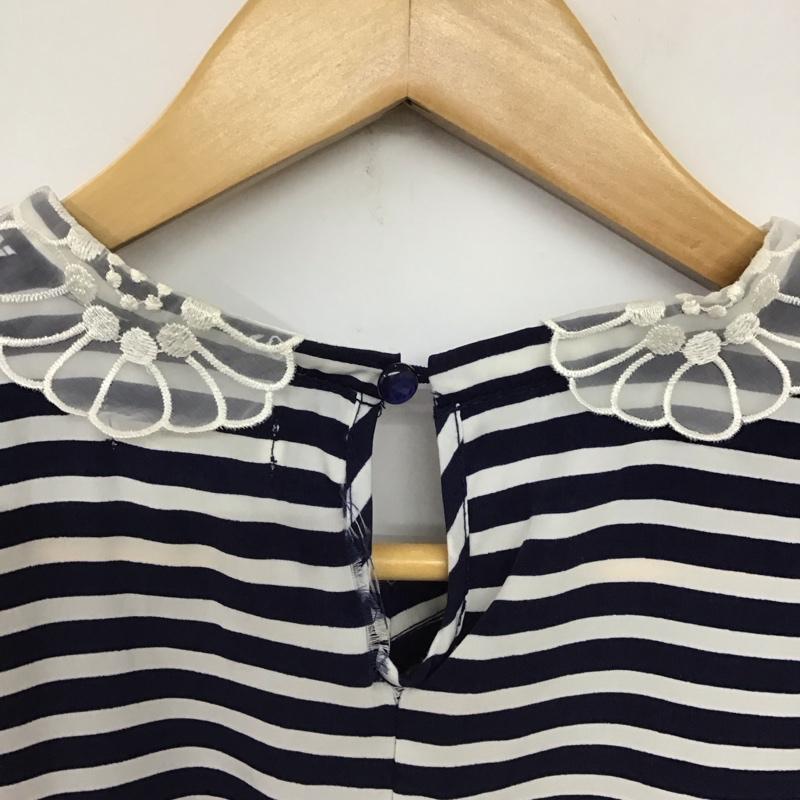 アクシーズファム axes femme カットソー 半袖 M ボーダー柄 白 / ホワイト / X 紺 / ネイビー /  レディース USED 古着 中古 10140630