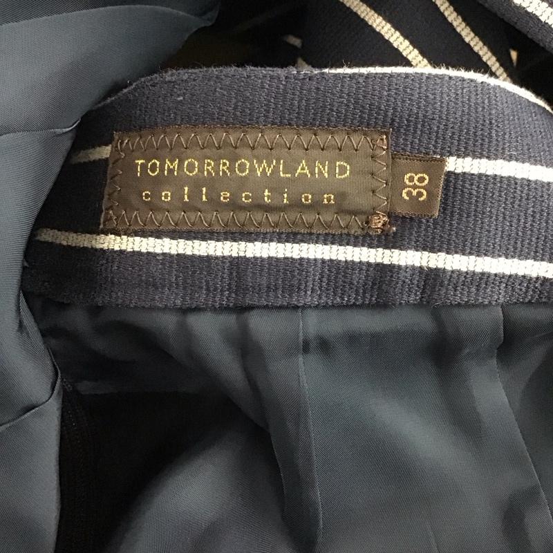トゥモローランド TOMORROWLAND スカート ひざ丈スカート 38 ストライプ 紺 / ネイビー /  レディース USED 古着 中古 10140762
