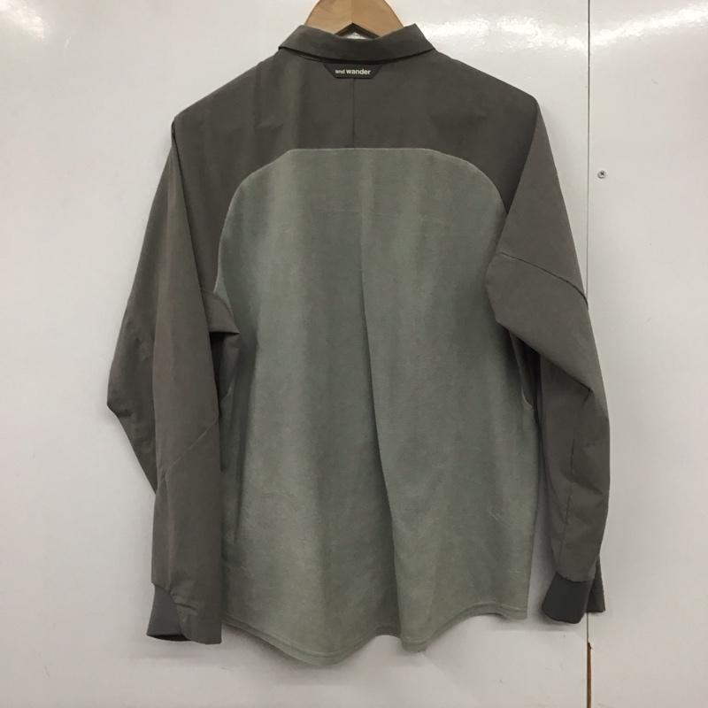 アンドワンダー and wander シャツ、ブラウス 長袖 長袖シャツ 無地シャツ カラーシャツ 0 ロゴ、文字 灰 / グレー /  メンズ USED 古着 中古 10140781