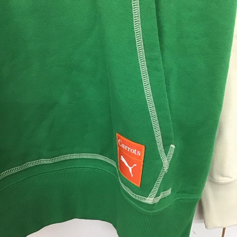 プーマ PUMA パーカー 長袖 長袖パーカー プルオーバーパーカー スウェット M 無地 白 / ホワイト / X 緑 / グリーン /  メンズ USED 古着 中古 10140912